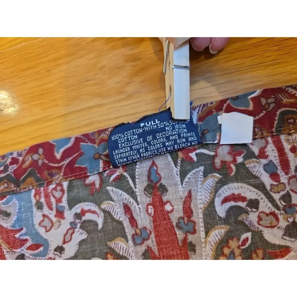 VTG Ralph Lauren Serengetti Red Floral Paisley Flat Sheet Full Cottagecore